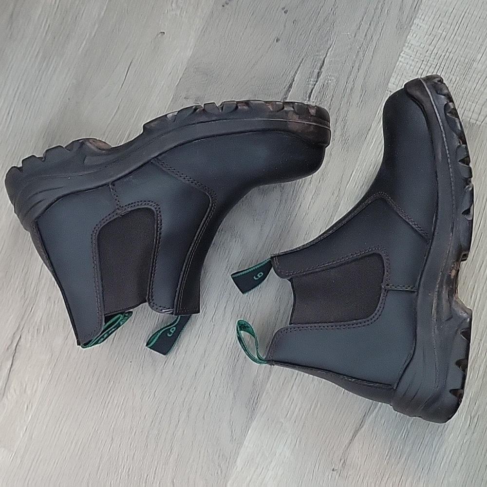 Black Leather Chelsea Combat Boots